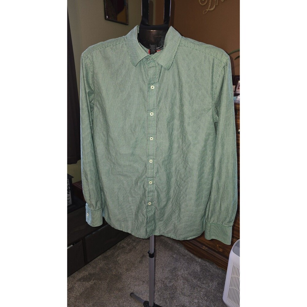 MEN'S IZOD SIZE:L  SLIM FIT BUTTON DOWN LONG SLEEVED STRIPED SHIRT*WORN 1X*